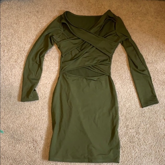 Fleece cutout dress olive green - Picture 2 of 2